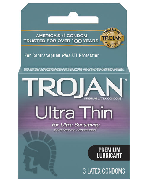 Trojan Ultra Thin Lubricated Condoms - Box of 3 | Buzz Me In Trojan Ultra Thin Lubricated Condoms - Box of 3 | Buzz Me In