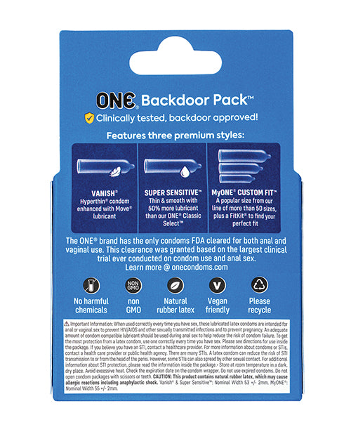 One Backdoor Pack Condoms - Pack of 3