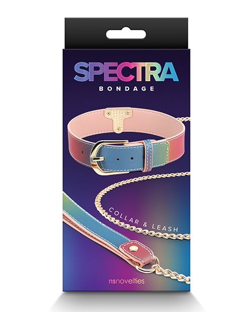 Spectra Bondage Collar & Leash in Rainbow